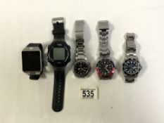 SEIKO KINETIC DIVERS WRIST WATCH, ROTARY QUARTZ WRIST WATCH, AND 3 OTHER WATCHES.