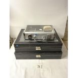 TWO PORTABLE JEWELLERY DISPLAY CASES, 43X29, AND A SMALL CARRY CASE.