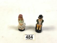 TWO EARLY 20TH CENTURY CERAMIC SALT'N'PEPPERS BY ARTONE ENGLAND 7.5CM