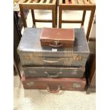 THREE VINTAGE SUIT CASES, AND SMALL CASE.