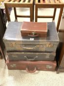 THREE VINTAGE SUIT CASES, AND SMALL CASE.