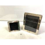 TWO 925 STERLING SILVER PHOTO FRAMES, 30X23 CMS.