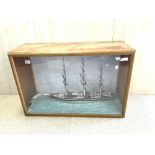 DIORAMA MODEL OF THE " CUTTY SARK " IN A LARGE GLAZED CASE, 97X64 CMS.