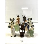 A ROYAL DOULTON FIGURE " FAIR LADY " HN 2193, AND "DARLING" A/F, HN1219, FIVE OTHER FIGURES