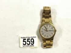 1970S OMEGA AUTOMATIC DAY/DATE GENTS GOLD PLATED WRISTWATCH.