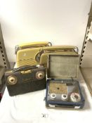 TWO VINTAGE BUSH PORTABLE RADIOS, GEC PORTABLE RADIO, AND PTE RADIO.