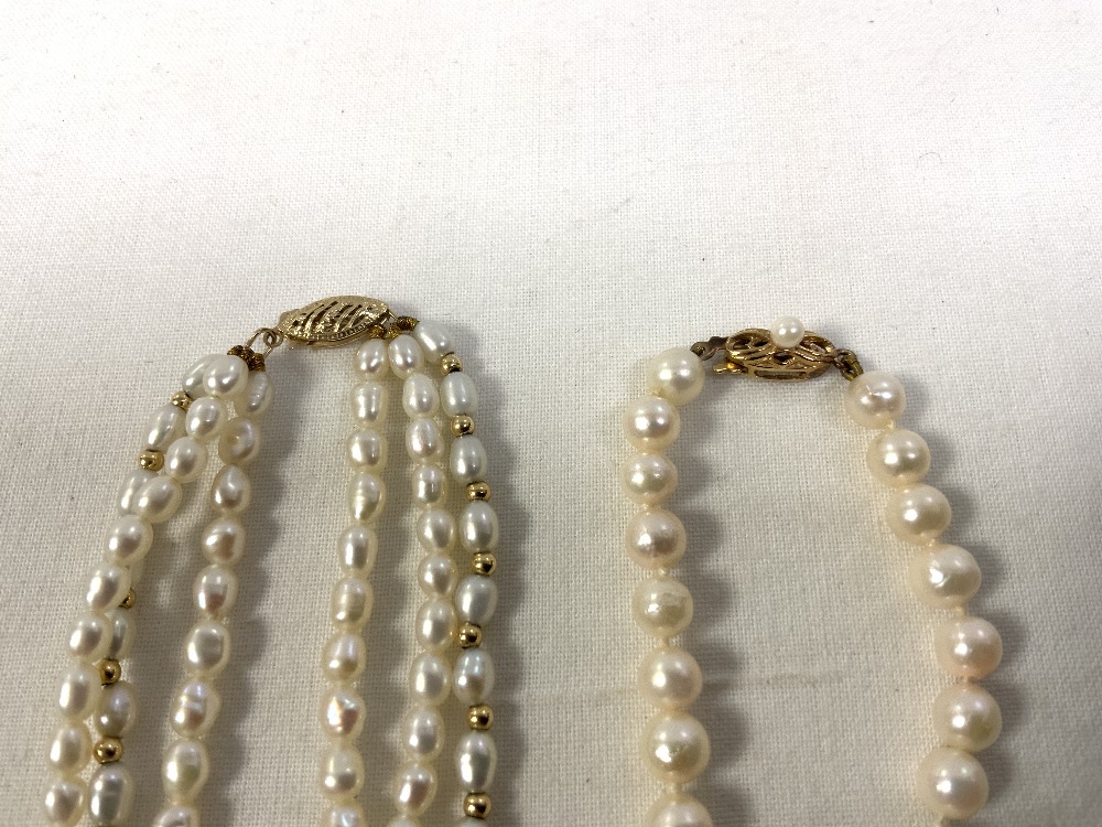 TWO SETS OF PEARL NECKLACES BOTH WITH 9 CARAT GOLD CLASPS - Image 3 of 5
