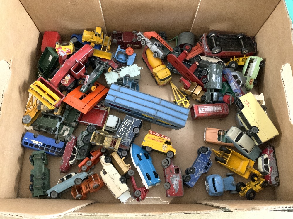 A QUANTITY OF TOY VEHICLES, DINKY, LESNEY MATCHBOX, [ PLAY WORN ]. - Image 2 of 6
