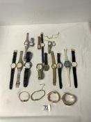 QUANTITY OF WRISTWATCHES - INCLUDES - 2 TITAN HIS AND HERS, GENTS SAMSONITE, BENETTON AND MORE.