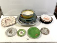 VICTORIAN BLUE AND WHITE MEAT PLATE, AND OTHER CERAMICS, AND DECO CHROME TRAY.