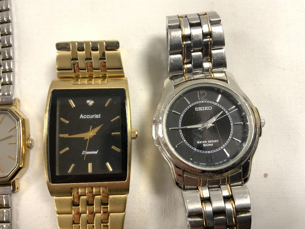 FOUR GENTS WATCHES TWO SEIKO'S ONE TITANUM AND ACCURIST DIAMOND AND A CASIO MG-302G - Image 3 of 5