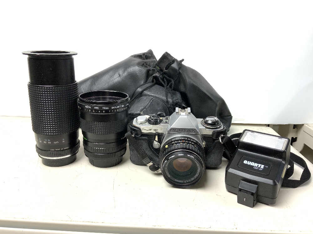 A PENTAX AE SUPER CAMERA, TOKINA 200 MM LENS, AND OTHER CAMERA EQUIPMENT. - Image 2 of 3