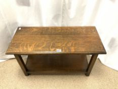 OAK RECTANGULAR TWO TIER COFFEE TABLE, 84X38X48 CMS.