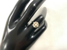 375 GOLD RING WITH DIAMONDS AND PEARLS SIZE L