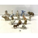 USSR PORCELAIN POLAR BEAR CUB AND OTTER, BESWICK DONKEY, GOEBEL OWL, AND OTHERS.