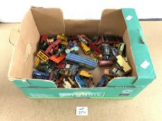 A QUANTITY OF TOY VEHICLES, DINKY, LESNEY MATCHBOX, [ PLAY WORN ].