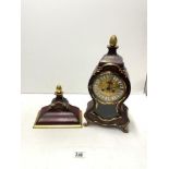 SCHMID SSS MARKE GERMANY RED AND GOLD LACQUER FRENCH STYLE BRACKET CLOCK, 40 CMS.