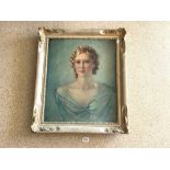 W.D.L SELBY (ENGLAND) SIGNED PORTRAIT OF A LADY OIL ON CANVAS A/F ORNATELY FRAMED 64 X 74CM