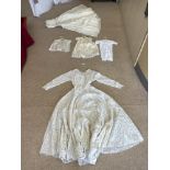 THREE VICTORIAN LACE CHRISTENING GOWNS, AND A LACE WEDDING DRESS.