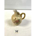 ROYAL WORCESTER BLUSH HAND PAINTED FLORAL JUG, 16CMS.