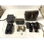 PAIR OF BING PRISM No 2 MK II X6 FIELD GLASSES, PAIR SOURCE MODERN BINOCULARS, AND PAIR MOTHER O