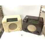 TWO 1940s BUSH WHITE AND BROWN BAKERLITE RADIOS.