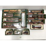 CORGI EDDIE STOBART LTD MOTORWAY TRUCK SET IN BOX, AND 7 OTHERS.