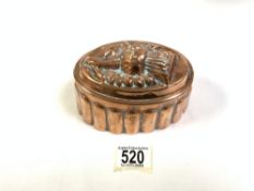 VICTORIAN COPPER THISTLE DESIGN JELLY MOULD, 14.5X9 CMS.