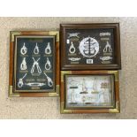 THREE FRAMED MODERN SAILORS/FISHERMANS KNOTS.