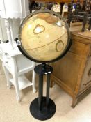 A WORLD CLASSIC SERIES 16 INCH GLOBE ON A METAL STAND, 120 CMS HIGH APPROX.