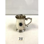 HEAVY HALLMARKED SILVER BALUSTER PINT TANKARD, NO INSCRIPTION, BIRMINGHAM 1966, MAKER POSTON