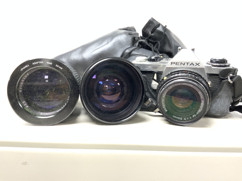 A PENTAX AE SUPER CAMERA, TOKINA 200 MM LENS, AND OTHER CAMERA EQUIPMENT. - Image 3 of 3