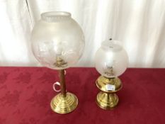 2 BRASS LAMPS - CONVERTED TO ELECTRIC