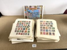 A QUANTITY OF LOOSE SHEETS OF STAMPS.