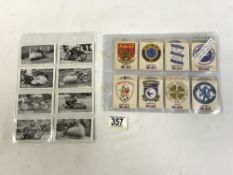 MOBIL OIL , COMPLETE SET OF 30 CARDS, FOOTBALL CLUB BADGES, CASTROL OIL [ 1955 ] , MOTORCYCLE RIDERS