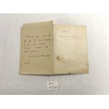 SIGNED LETTER FROM WINSTON CHURCHILL DATED 1945 ON HOUSE OF COMMONS PAPER