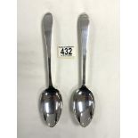 PAIR OF HEAVY VICTORIAN HALLMARKED SILVER TABLESPOONS DATED 1897 BY JOHN ROUND AND SONS LTD 23CM 176