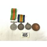 MEDALS INCLUDE WW1 (T4-0414310 PTE E WRIGHT.A.S.C ALSO WW11 DEFENCE MEDAL AND MORE