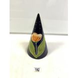 LARGE DEVON WARE FIELDING CONICAL SHAPE SUGAR SIFTER, HAND PAINTED BY BERNADETTE EVE, 27 CMS.