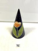 LARGE DEVON WARE FIELDING CONICAL SHAPE SUGAR SIFTER, HAND PAINTED BY BERNADETTE EVE, 27 CMS.