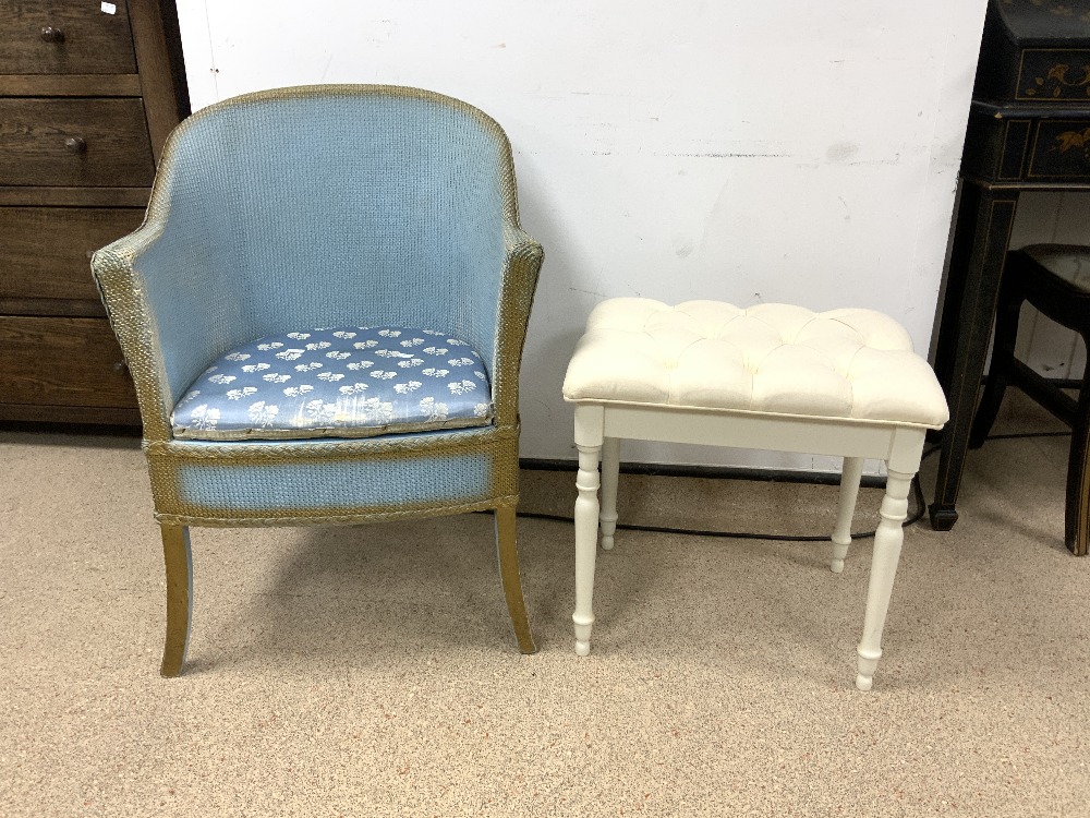 A LOOM COMMODE CHAIR AND DRESSING TABLE STOOL. - Image 3 of 3