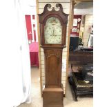 ANTIQUE OAK 8 DAY LONGCASE CLOCK WITH PAINTED BIRD AND FLORAL DIAL, MAKER S, SAMUEL, LOUTH, A/F.