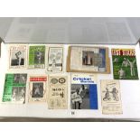 VINTAGE CRICKET MEMOROBILIA, PROGRAMS, SCORECARDS ETC.