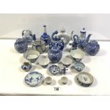 QUANTITY OF CHINESE AND JAPANESE BLUE AND WHITE PORCELAIN.