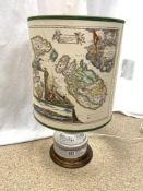 A ROYAL NAVY THEMED TABLE LAMP WITH SHADE, 62CMS INCLUDING SHADE.