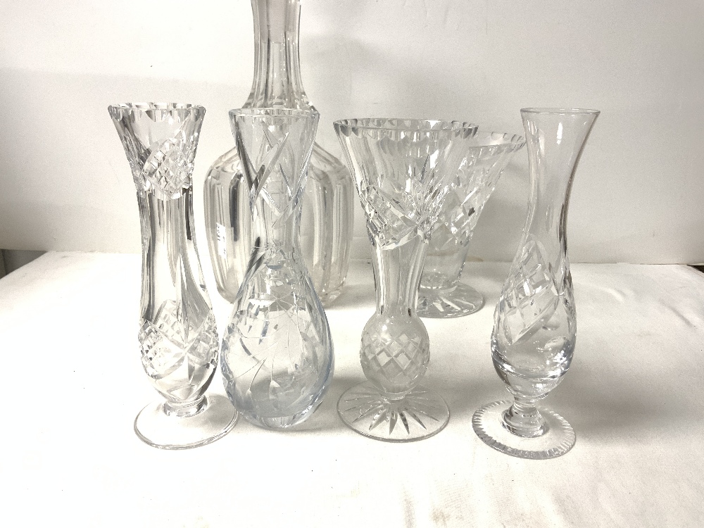 WATERFORD CRYSTAL HANDLED BREAD KNIFE IN BOX, AND CUT GLASS DECANTER AND OTHER GLASSWARE. - Image 4 of 6