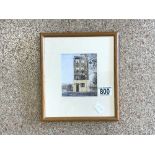 UNSIGNED WATERCOLOUR OF A BUILDING FRAMED AND GLAZED 21 X 24CM