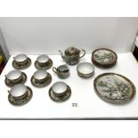 JAPANESE SAMURAI - EGGSHELL PORCELAIN 24-PIECE TEA SET.