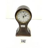 SMALL EDWARDIAN STYLE QUARTZ BALLOON MANTLE CLOCK, 19CMS.