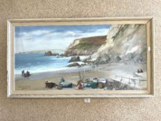 LESTER ATACK (1900-1973) ENGLAND LARGE OIL ON CANVAS SIGNED CORNISH COAST FRAMED 110 X 59CM